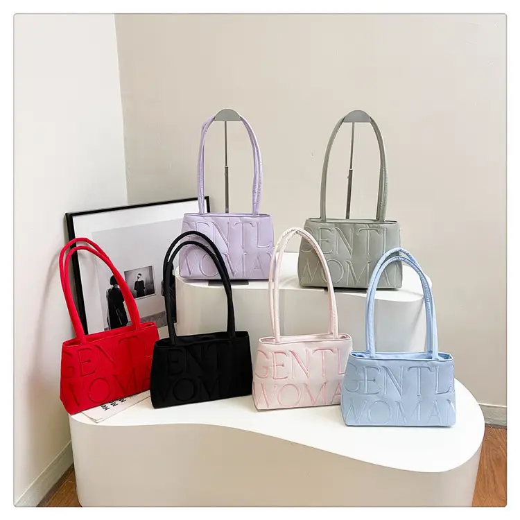 Pink Embroidered Letter Tote Bag for Women