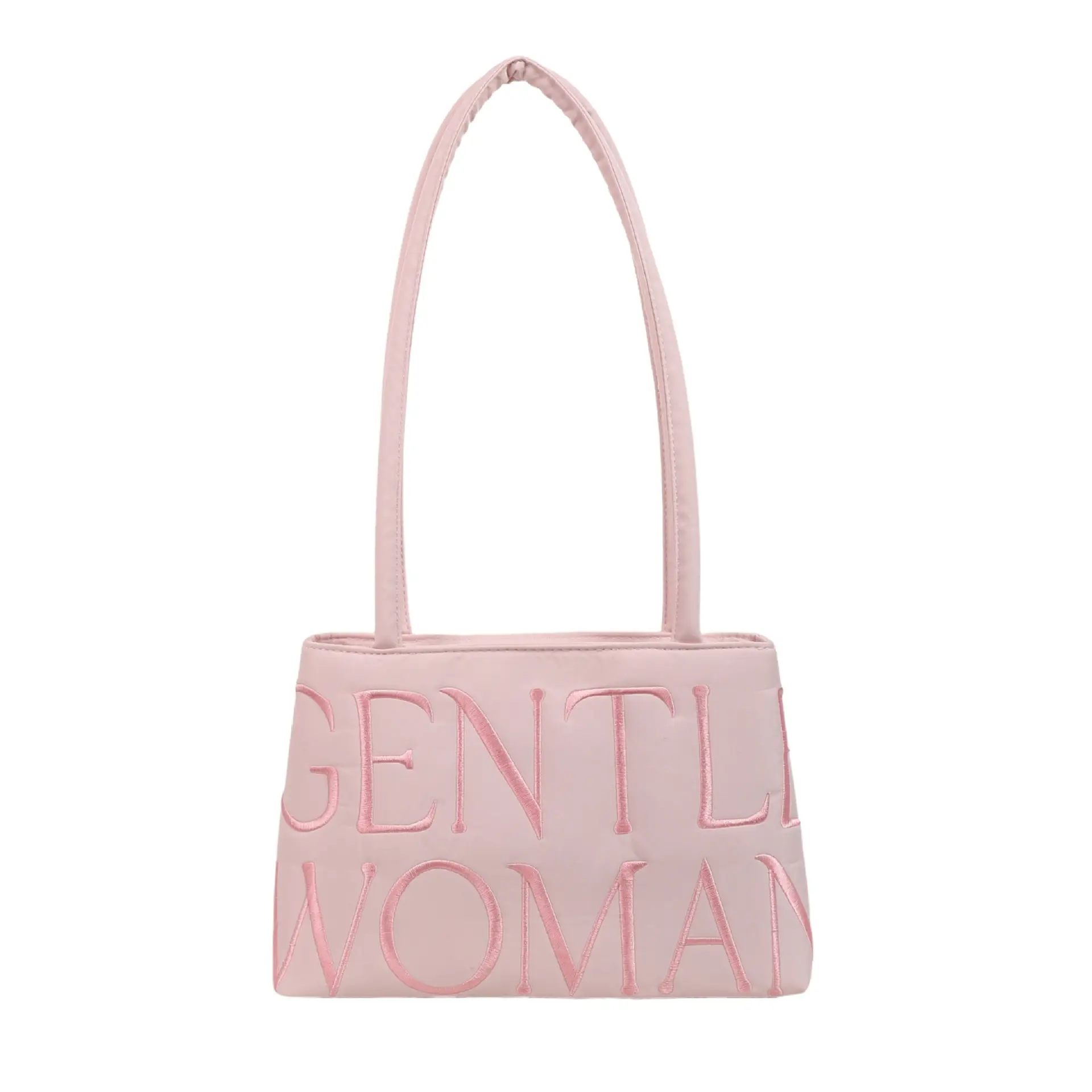 Pink Embroidered Letter Tote Bag for Women