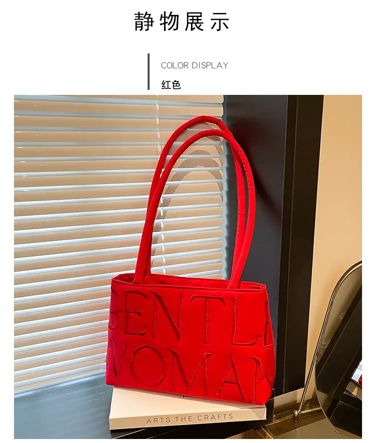 Pink Embroidered Letter Tote Bag for Women — feature 13