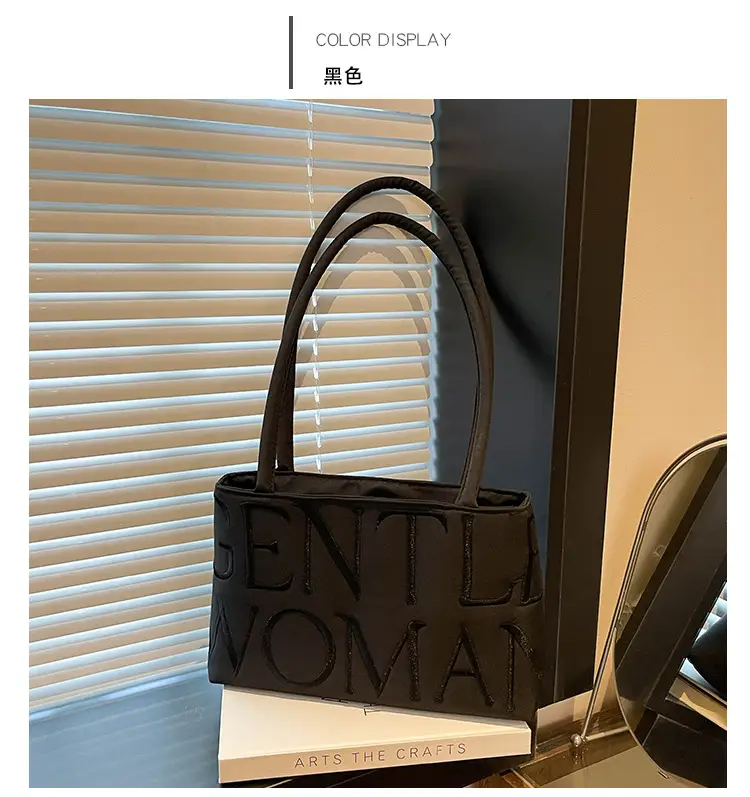 Pink Embroidered Letter Tote Bag for Women — feature 15