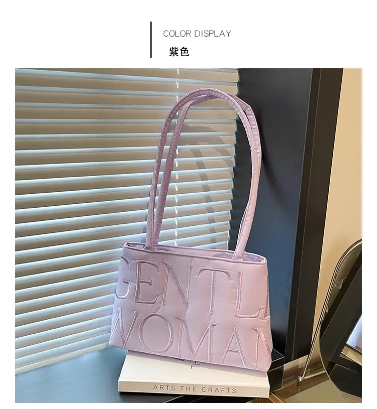 Pink Embroidered Letter Tote Bag for Women — feature 18
