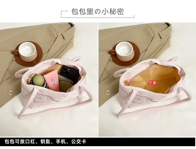 Pink Embroidered Letter Tote Bag for Women — feature 2