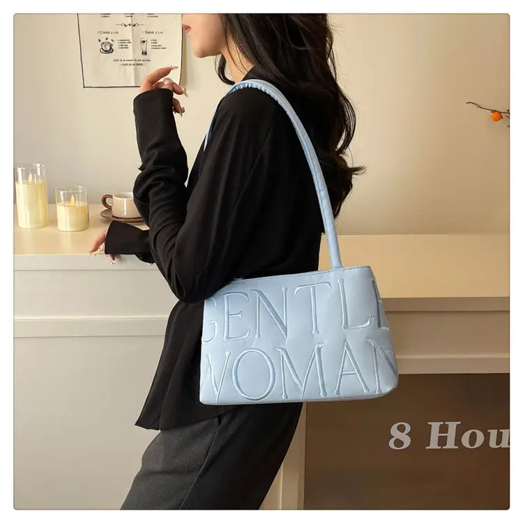 Pink Embroidered Letter Tote Bag for Women — feature 22