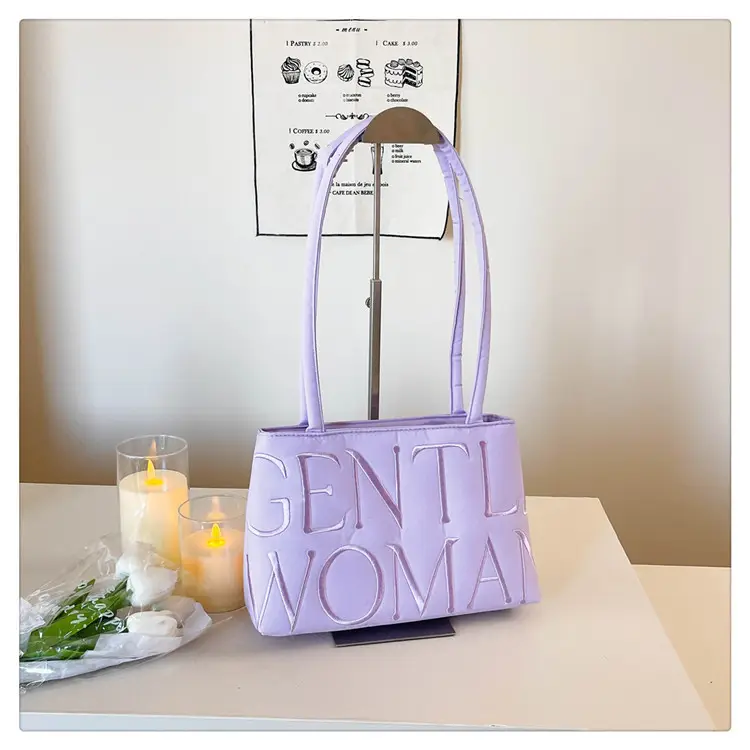 Pink Embroidered Letter Tote Bag for Women — feature 24