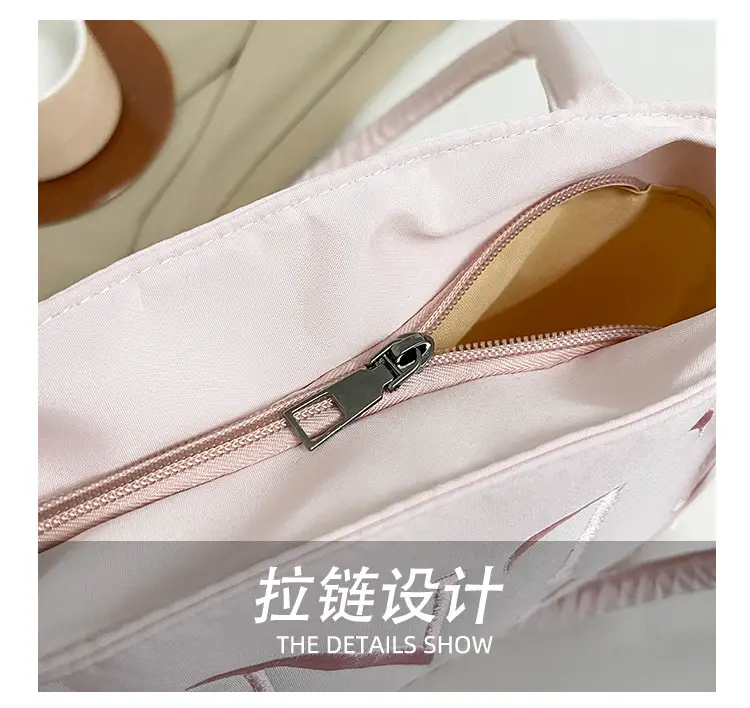Pink Embroidered Letter Tote Bag for Women — feature 7