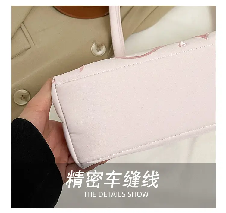 Pink Embroidered Letter Tote Bag for Women — feature 8