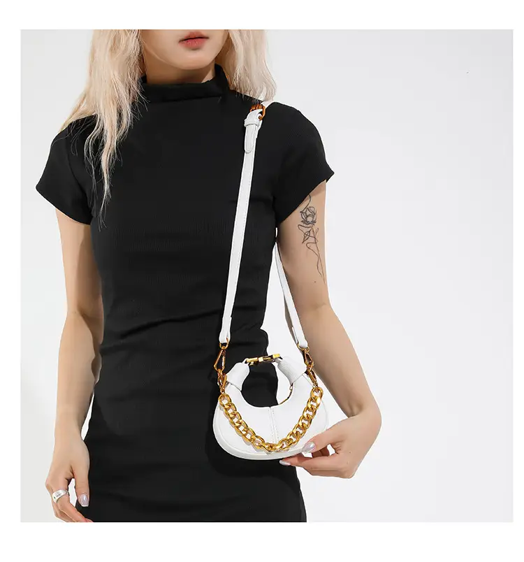 White Leather Chain Crossbody Bag for Women — feature 16