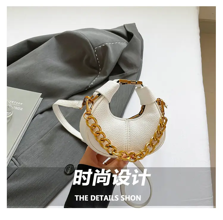 White Leather Chain Crossbody Bag for Women — feature 3
