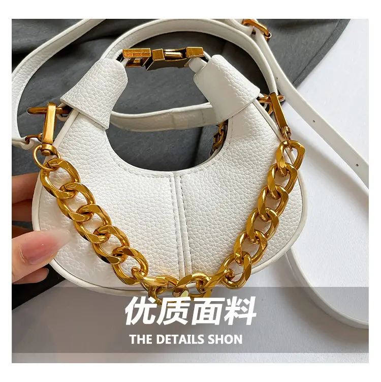 White Leather Chain Crossbody Bag for Women — feature 5