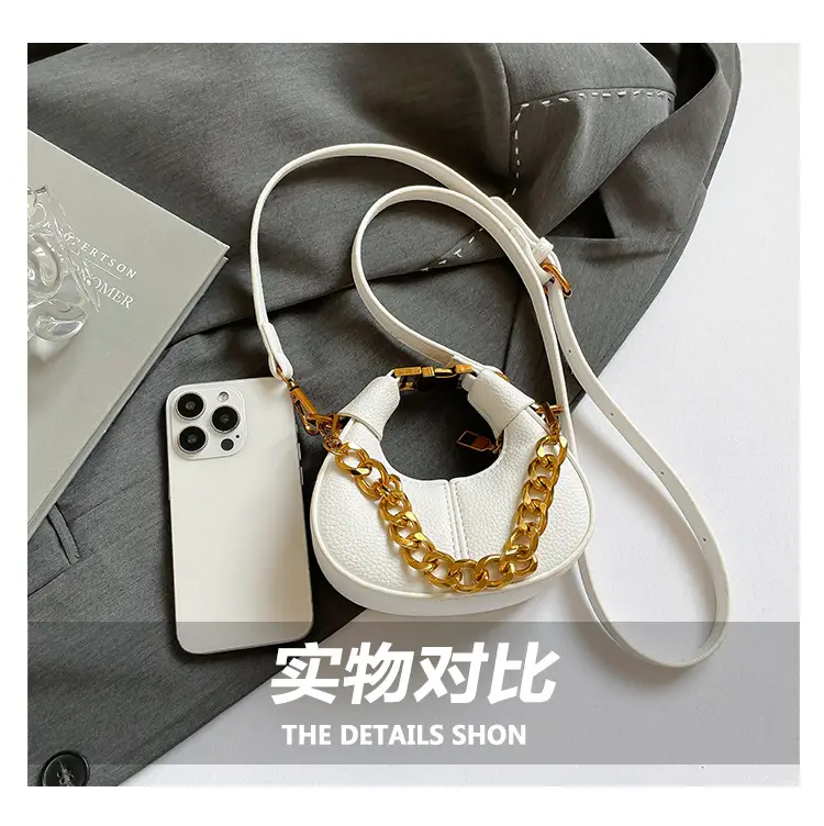 White Leather Chain Crossbody Bag for Women — feature 6