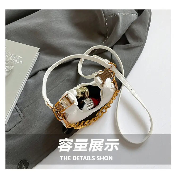 White Leather Chain Crossbody Bag for Women — feature 7