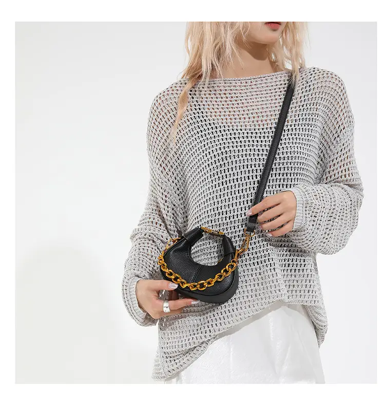 White Leather Chain Crossbody Bag for Women — feature 8
