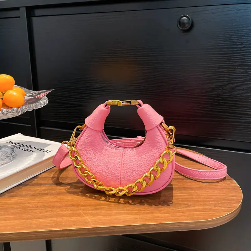 White Leather Chain Crossbody Bag for Women - Image 3