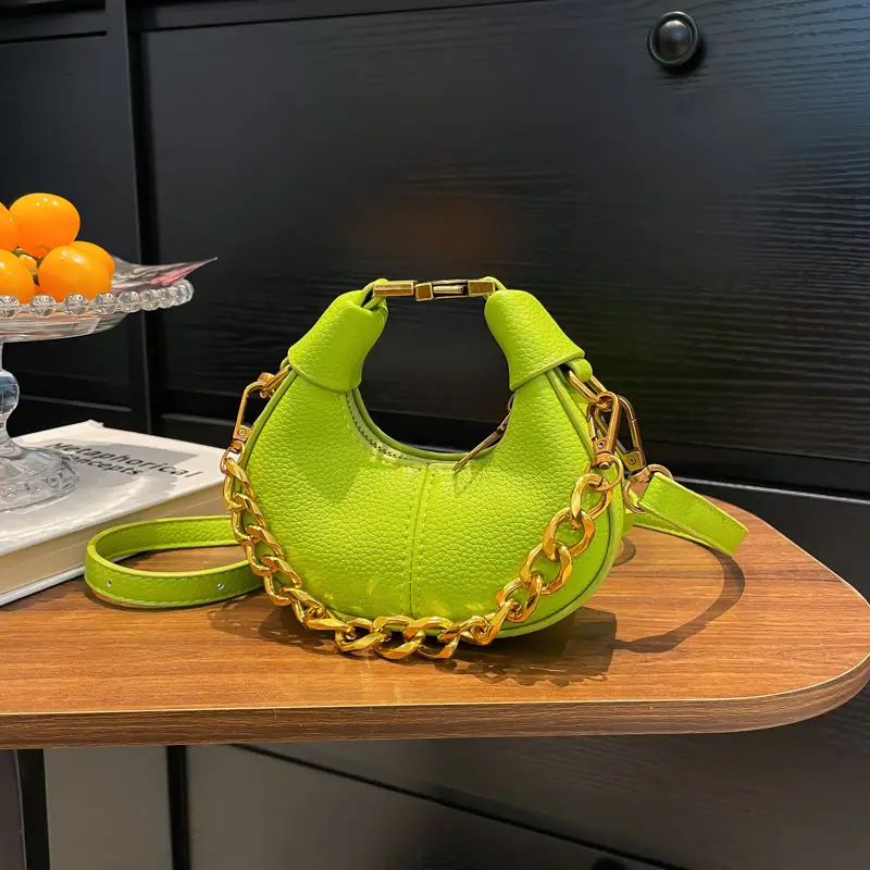 White Leather Chain Crossbody Bag for Women - Image 4