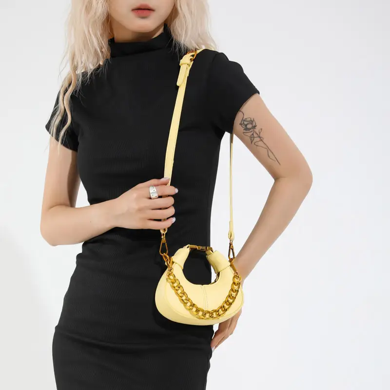 White Leather Chain Crossbody Bag for Women - Image 6