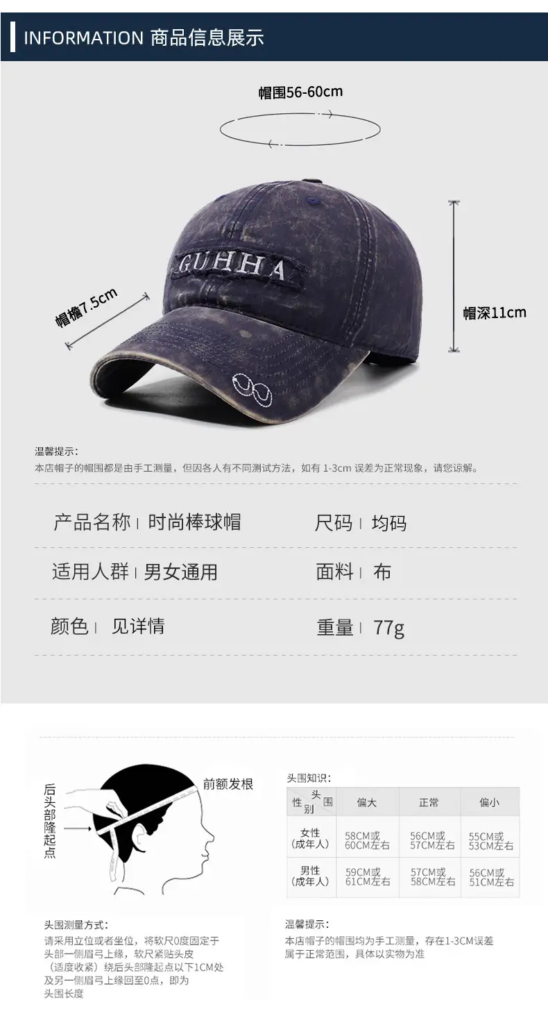 Women Denim Washed Guha Letter Cap Navy — feature 6