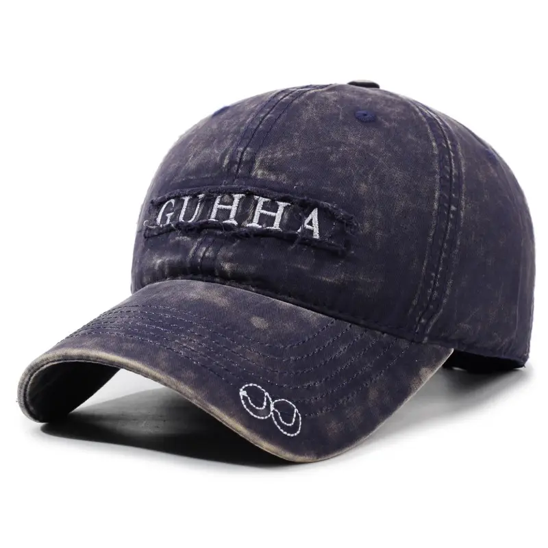 Women Denim Washed Guha Letter Cap Navy - Image 3