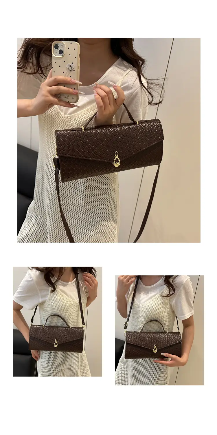 Women Woven Shoulder Bag 2025 Summer Black White Red — feature 18