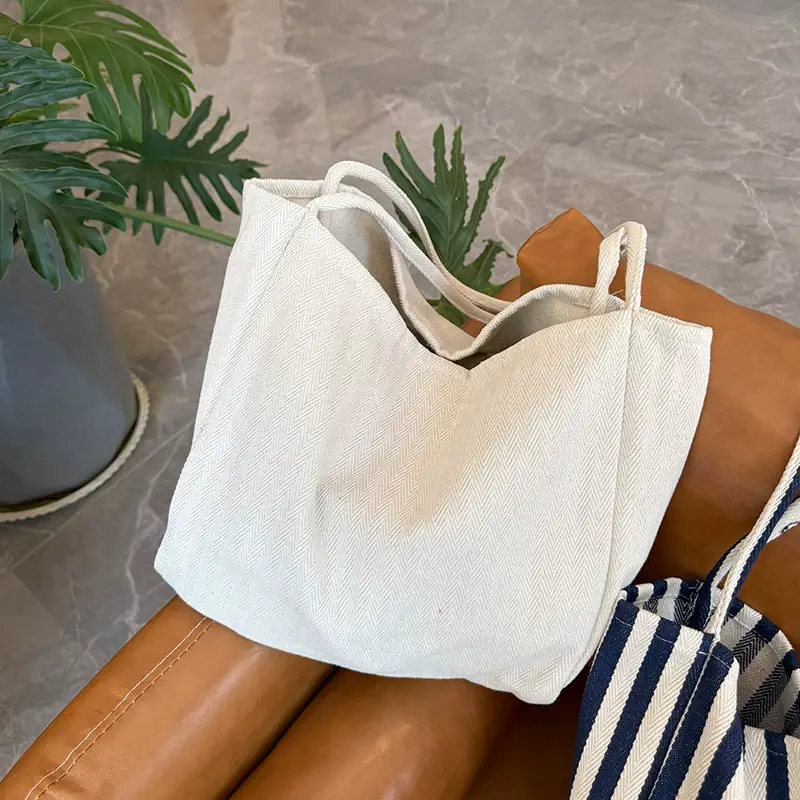 French Striped Canvas Bag for Women Large Capacity — feature 8