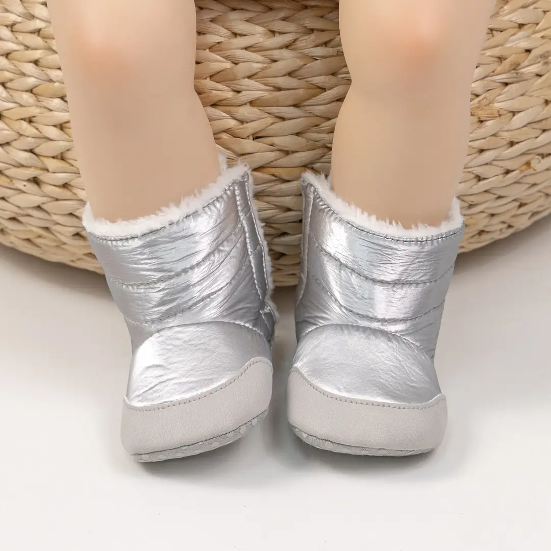 Cross-Border 0-1 Year Old Baby Girl Boots Pure Color Warm Pu Baby Shoes Thickeneded Warm Thickeneded Wholesale Baby Shoes — feature 12