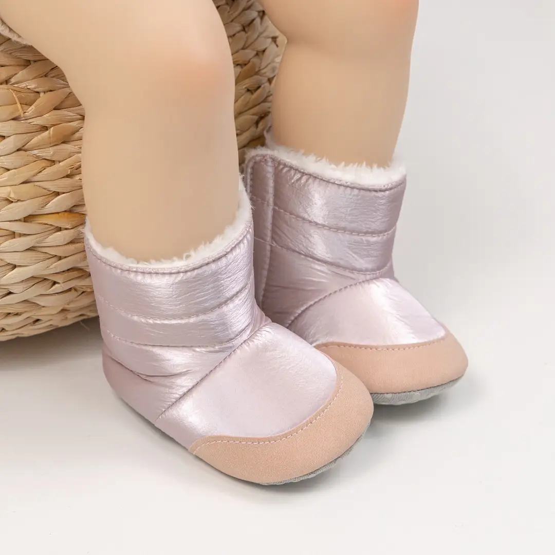 Cross-Border 0-1 Year Old Baby Girl Boots Pure Color Warm Pu Baby Shoes Thickeneded Warm Thickeneded Wholesale Baby Shoes — feature 6