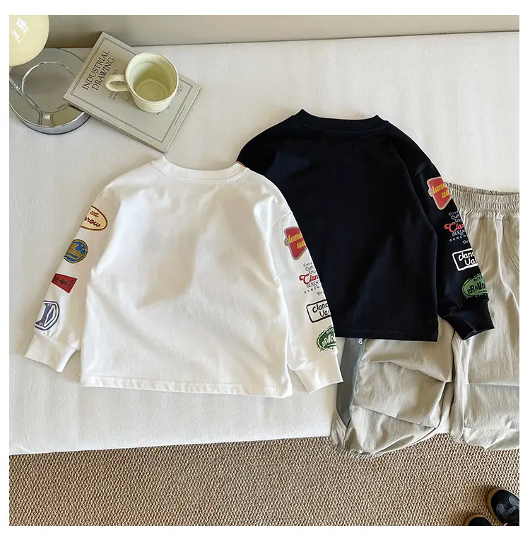 Nausicaa Boys Printed T-Shirt Black White Shorts Set — feature 10