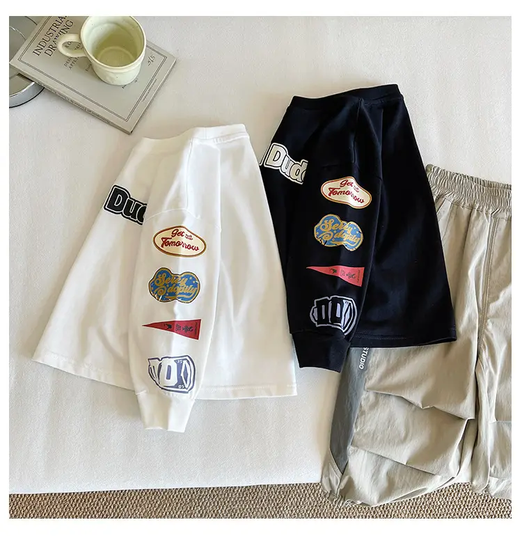 Nausicaa Boys Printed T-Shirt Black White Shorts Set — feature 12