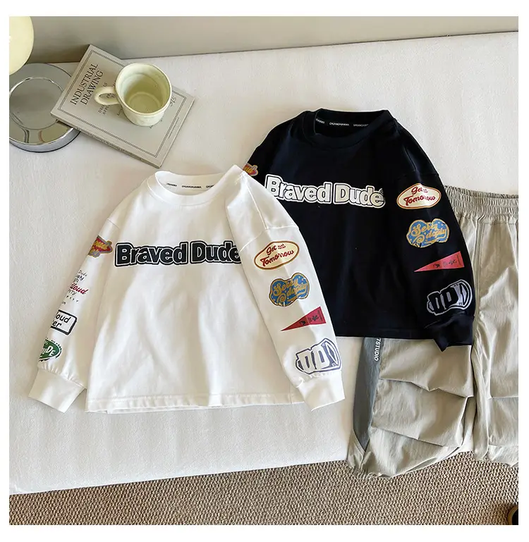 Nausicaa Boys Printed T-Shirt Black White Shorts Set — feature 13
