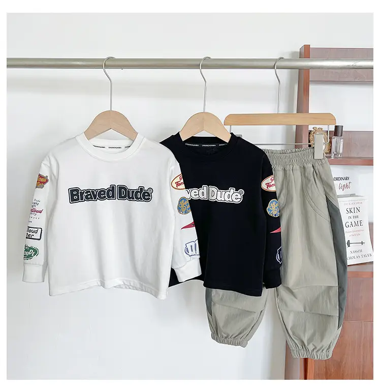 Nausicaa Boys Printed T-Shirt Black White Shorts Set — feature 16