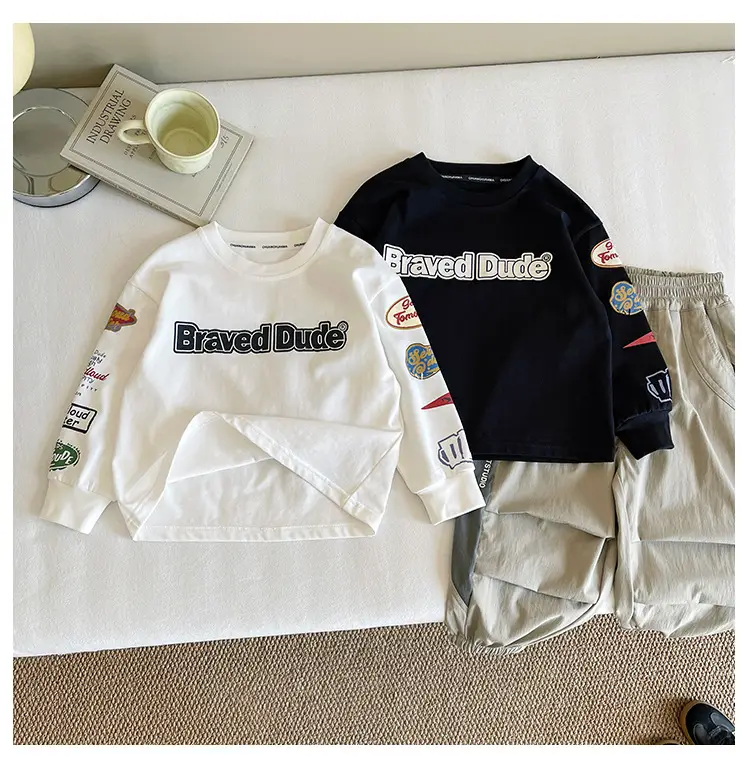 Nausicaa Boys Printed T-Shirt Black White Shorts Set — feature 9