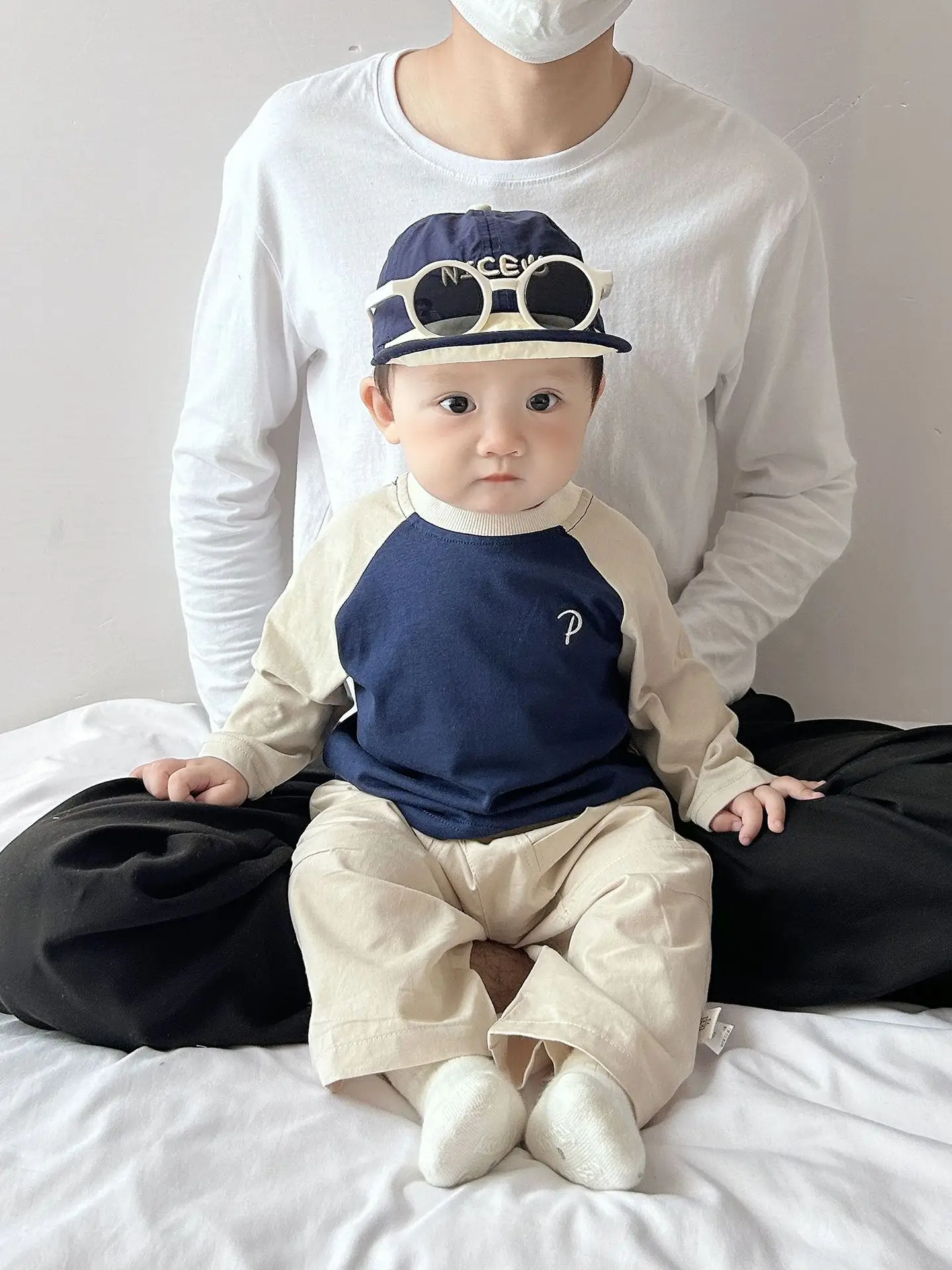 Boys Pure Cotton Long Sleeve T-Shirt Blue Beige Spring Autumn 2026 - Image 7