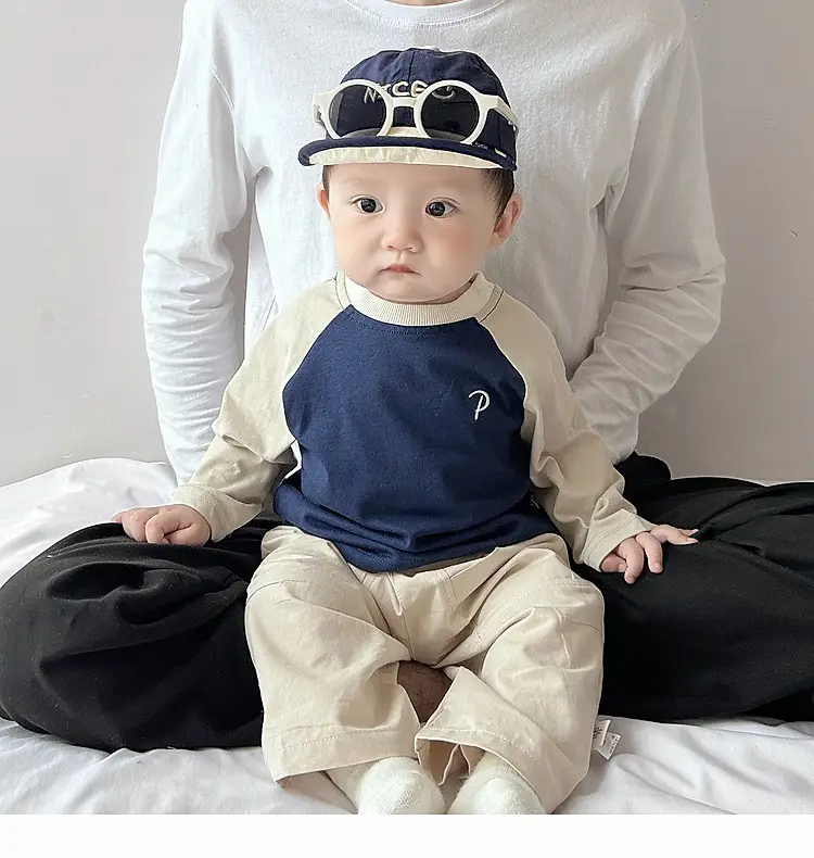 Boys Pure Cotton Long Sleeve T-Shirt Blue Beige Spring Autumn 2026 — feature 12
