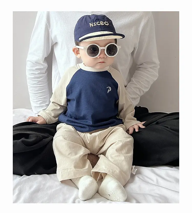 Boys Pure Cotton Long Sleeve T-Shirt Blue Beige Spring Autumn 2026 — feature 14