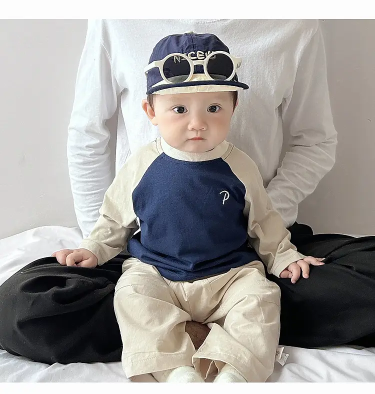 Boys Pure Cotton Long Sleeve T-Shirt Blue Beige Spring Autumn 2026 — feature 15