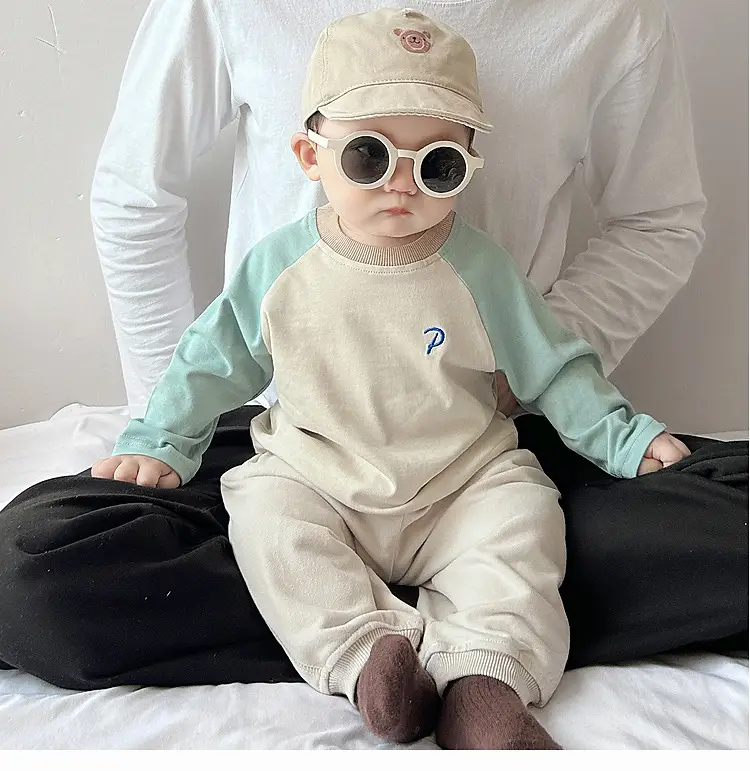 Boys Pure Cotton Long Sleeve T-Shirt Blue Beige Spring Autumn 2026 — feature 3