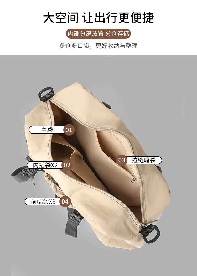 New Large-Capacity Travel Bag Women's Shoulder Commuting Portable Handbag Luggage Storage Bag Yoga Fitness Bag — feature 12