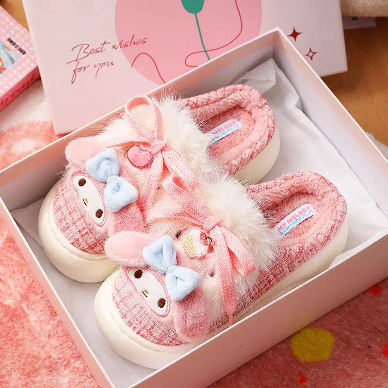 Melody Winter Fleece Slipper Women Pink Bow - Image 4