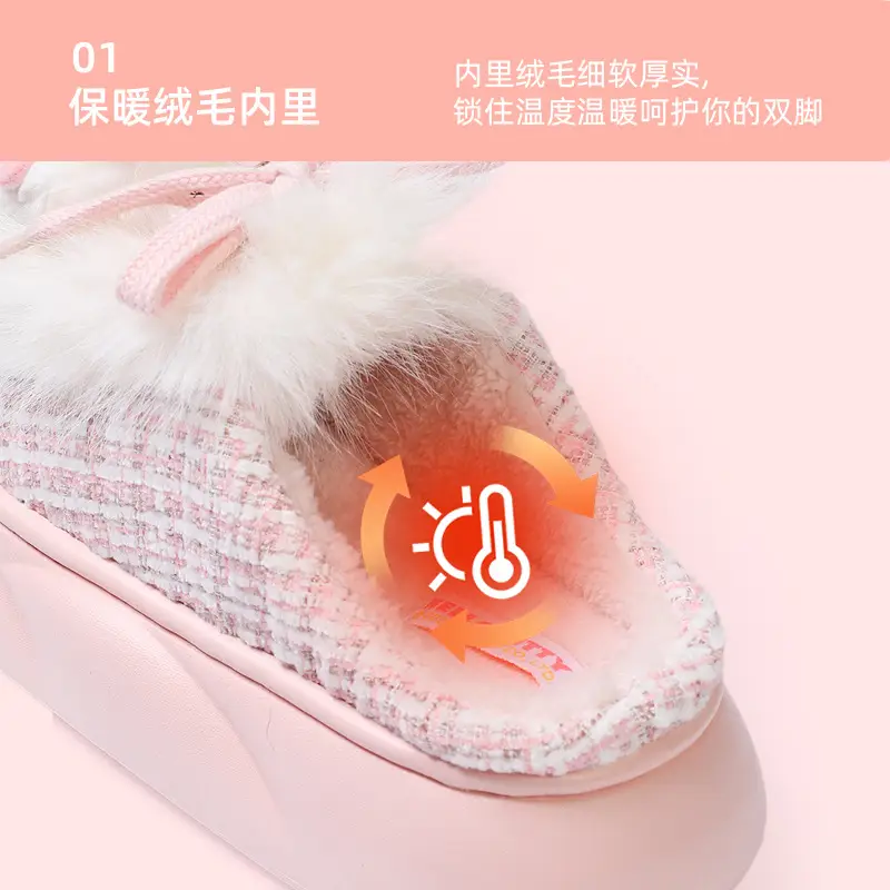 Melody Winter Fleece Slipper Women Pink Bow - Image 5