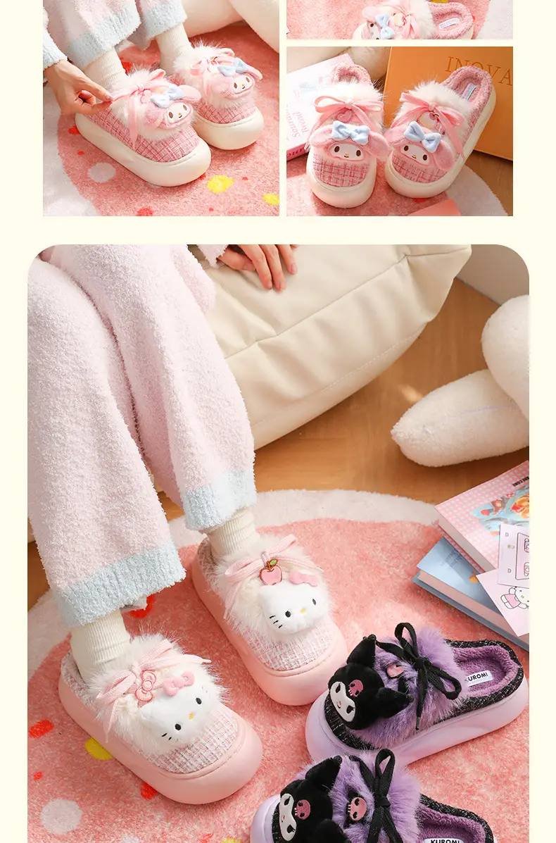 Melody Winter Fleece Slipper Women Pink Bow — feature 15