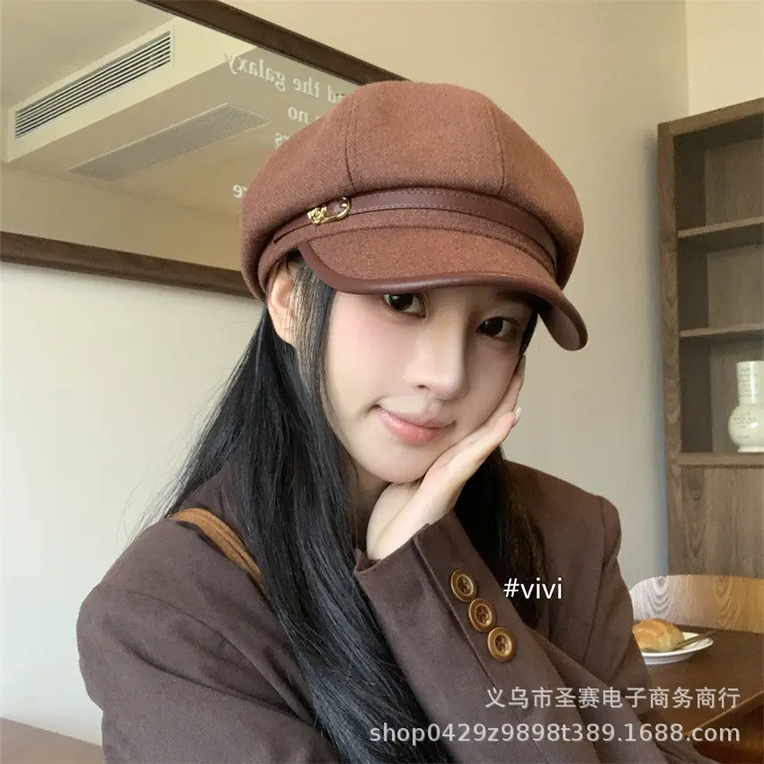 Women Japanese Retro Black Octagonal Cap Cloud Hat - Image 6