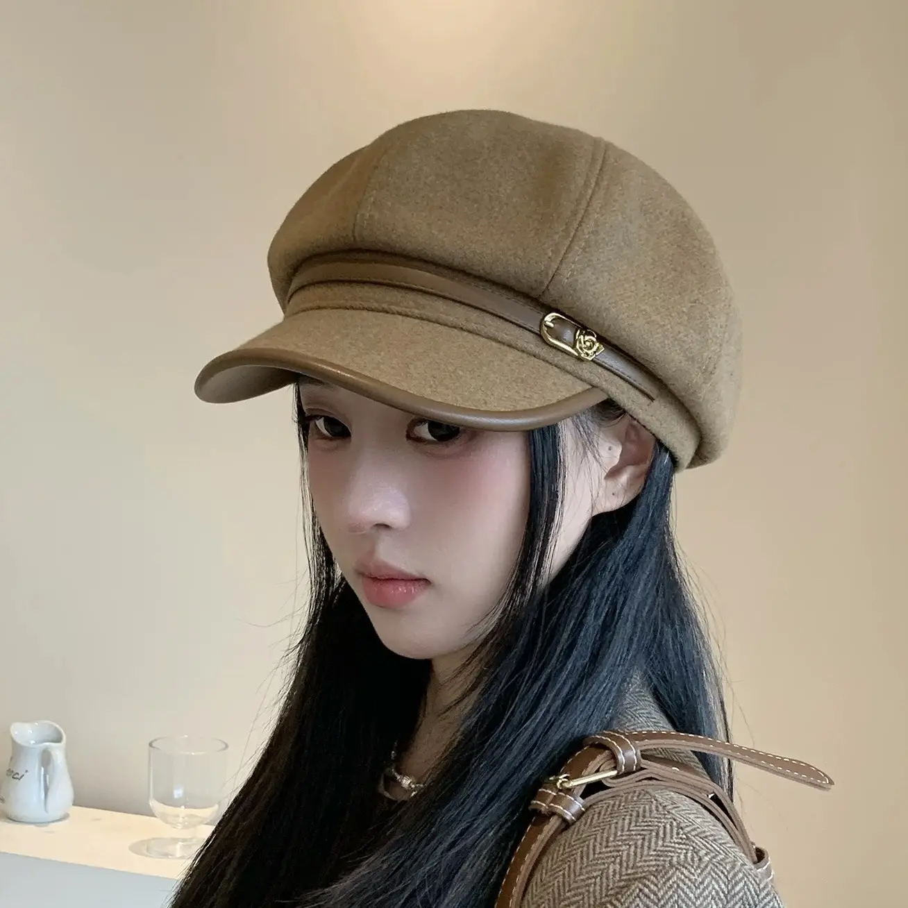 Women Japanese Retro Black Octagonal Cap Cloud Hat - Image 7
