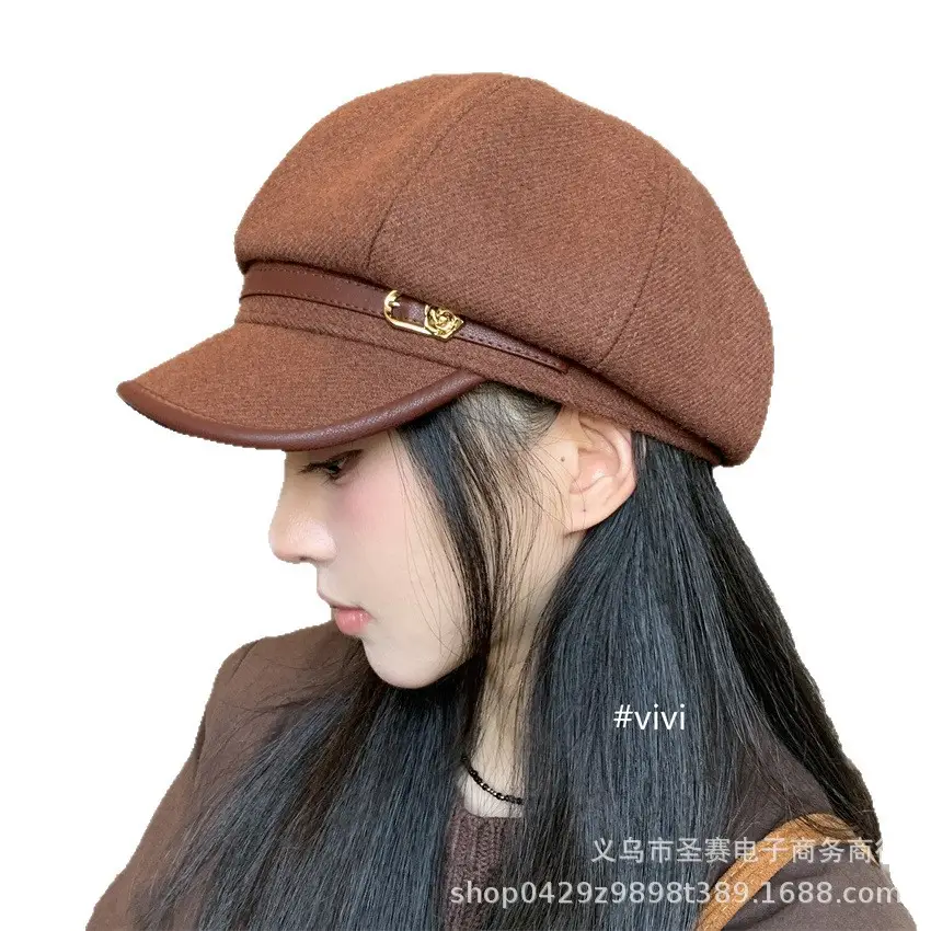 Women Japanese Retro Black Octagonal Cap Cloud Hat - Image 9