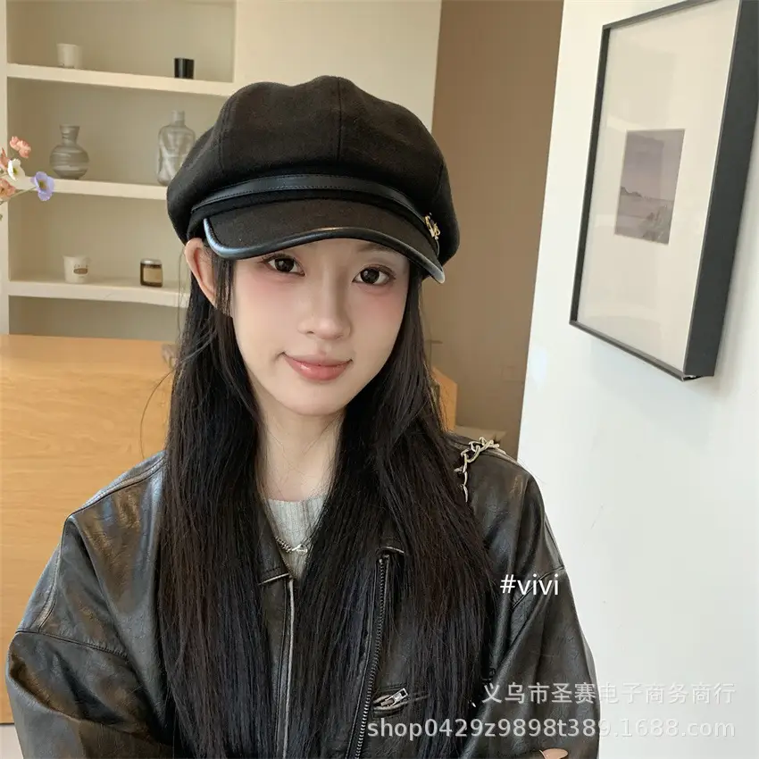 Women Japanese Retro Black Octagonal Cap Cloud Hat — feature 3