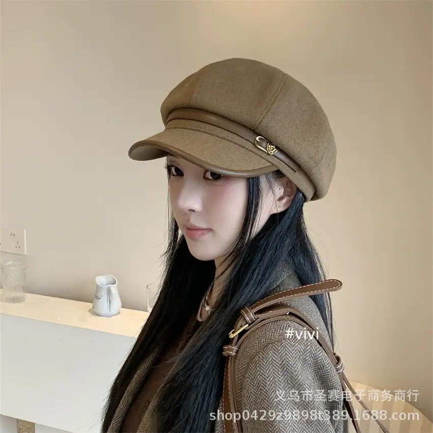 Women Japanese Retro Black Octagonal Cap Cloud Hat - Image 3