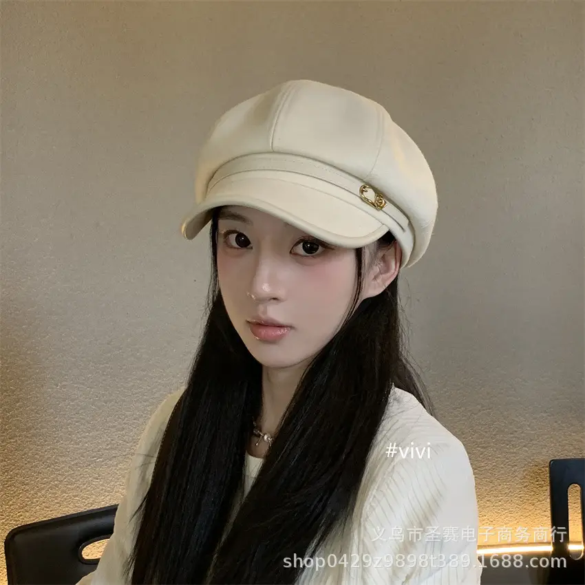 Women Japanese Retro Black Octagonal Cap Cloud Hat - Image 4