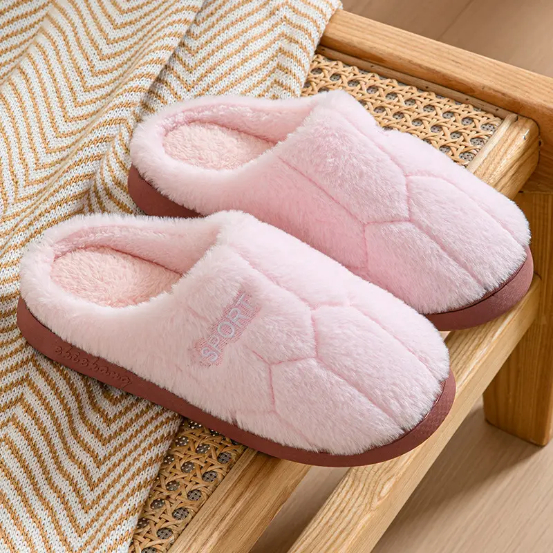 Cotton Slippers Manufacturer Wholesale Winter Women's Home Warm Confinement Shoes Cotton Slippers Couple Anti-Slip Slippers Men's Thick Plush