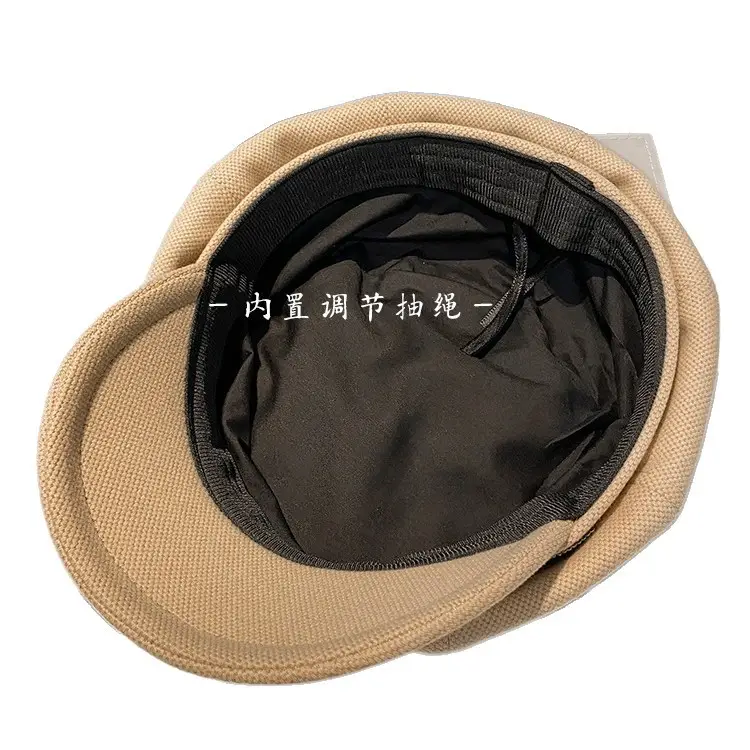 Korean Style Rhinestone Octagonal Cap Brown - Image 9