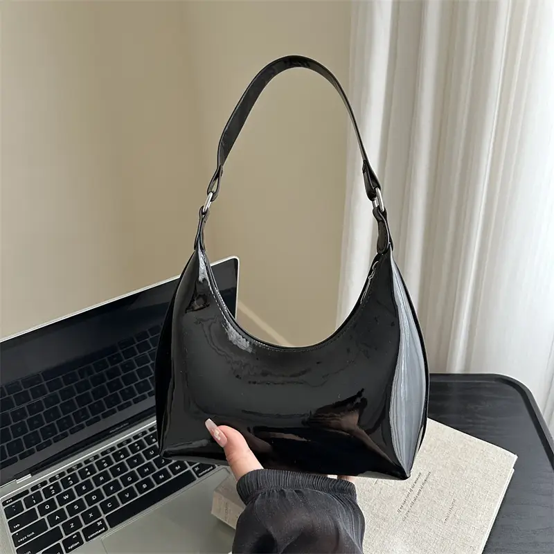 Glossy Beige Shoulder Bag for Women - Image 7