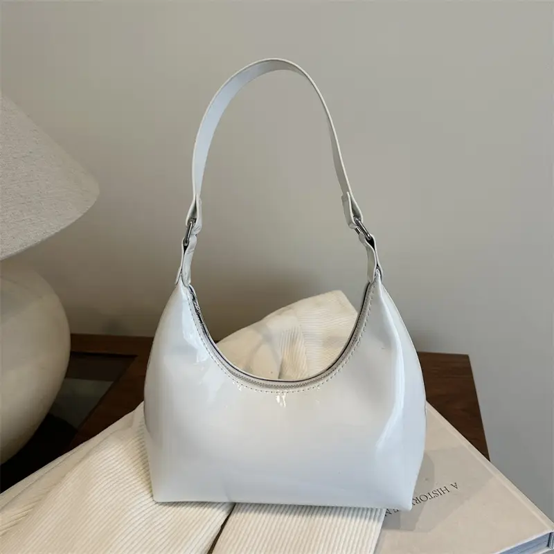 Glossy Beige Shoulder Bag for Women - Image 8