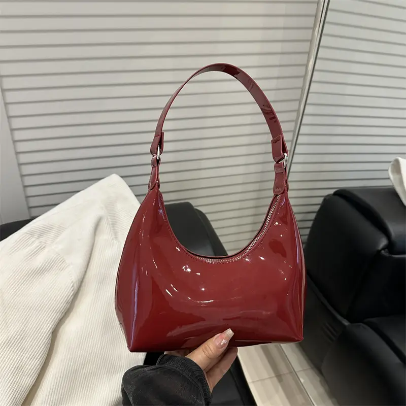 Glossy Beige Shoulder Bag for Women - Image 9